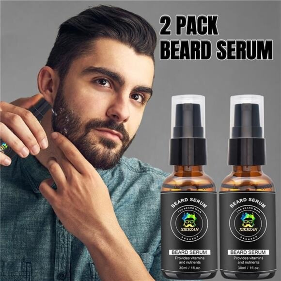 Beard Kit for Men Grooming & Care Set w/2 Pack Beard Serum, Wash, Oil,Balm, Comb - Picture 4 of 7